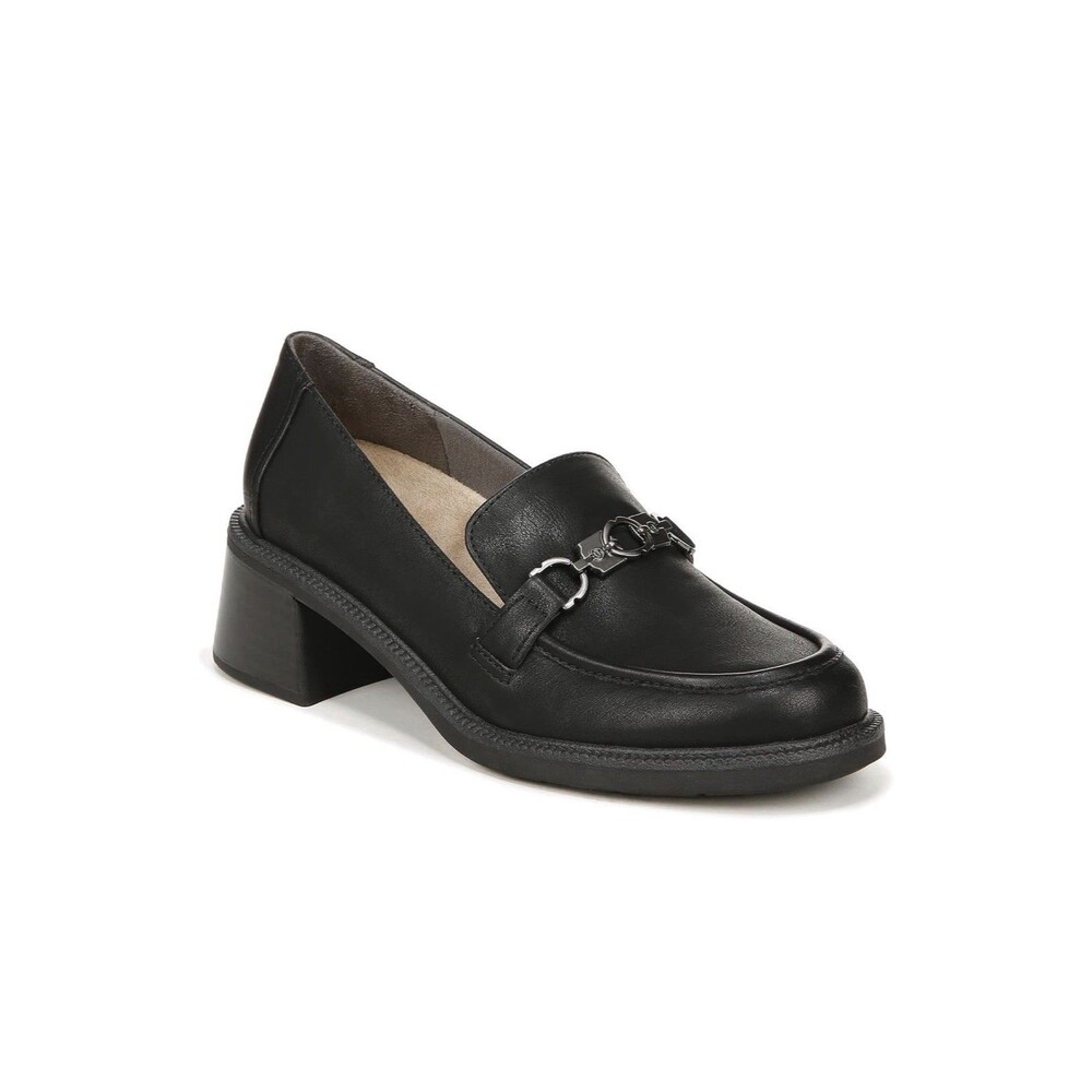 Dr. Scholl's Rate Up Bit Loafers Women's Black Leather Block Heel- Shoes 10 M